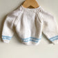 White Knitted Sweater with Blue Stripe / 9-12m