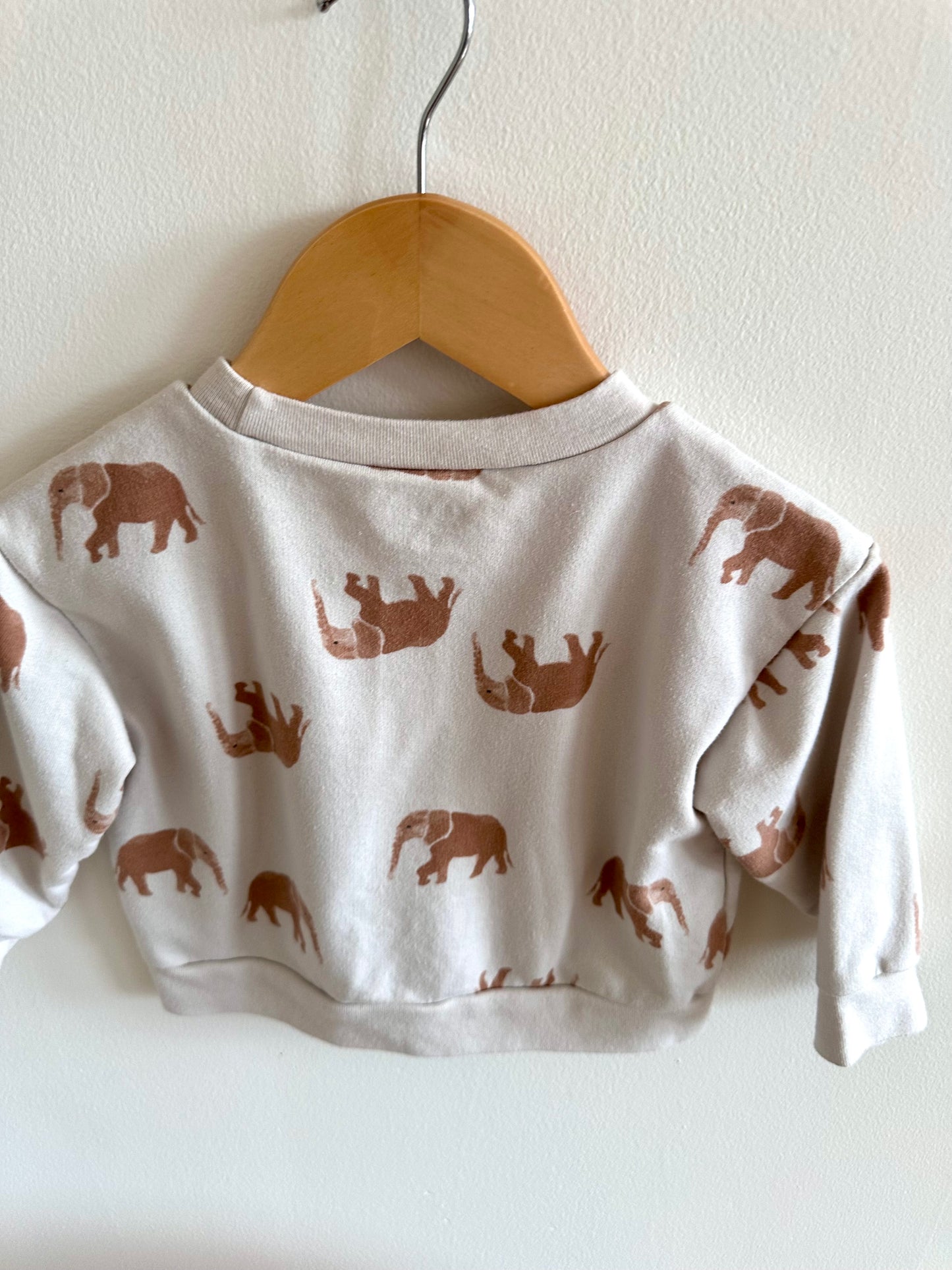 Cream Elephant Crewneck / 12-18m