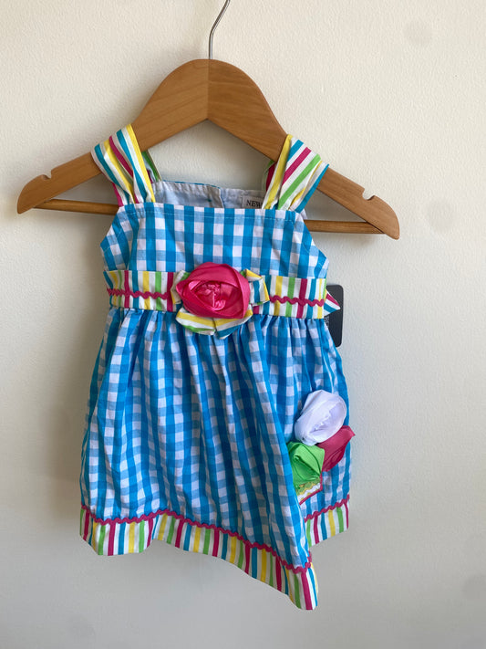 New Blue Checkered Dress / 9m