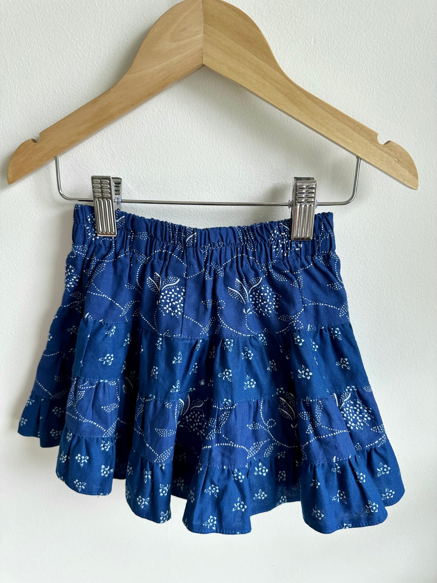 Blue Floral Pattern Skirt / 2T-3T