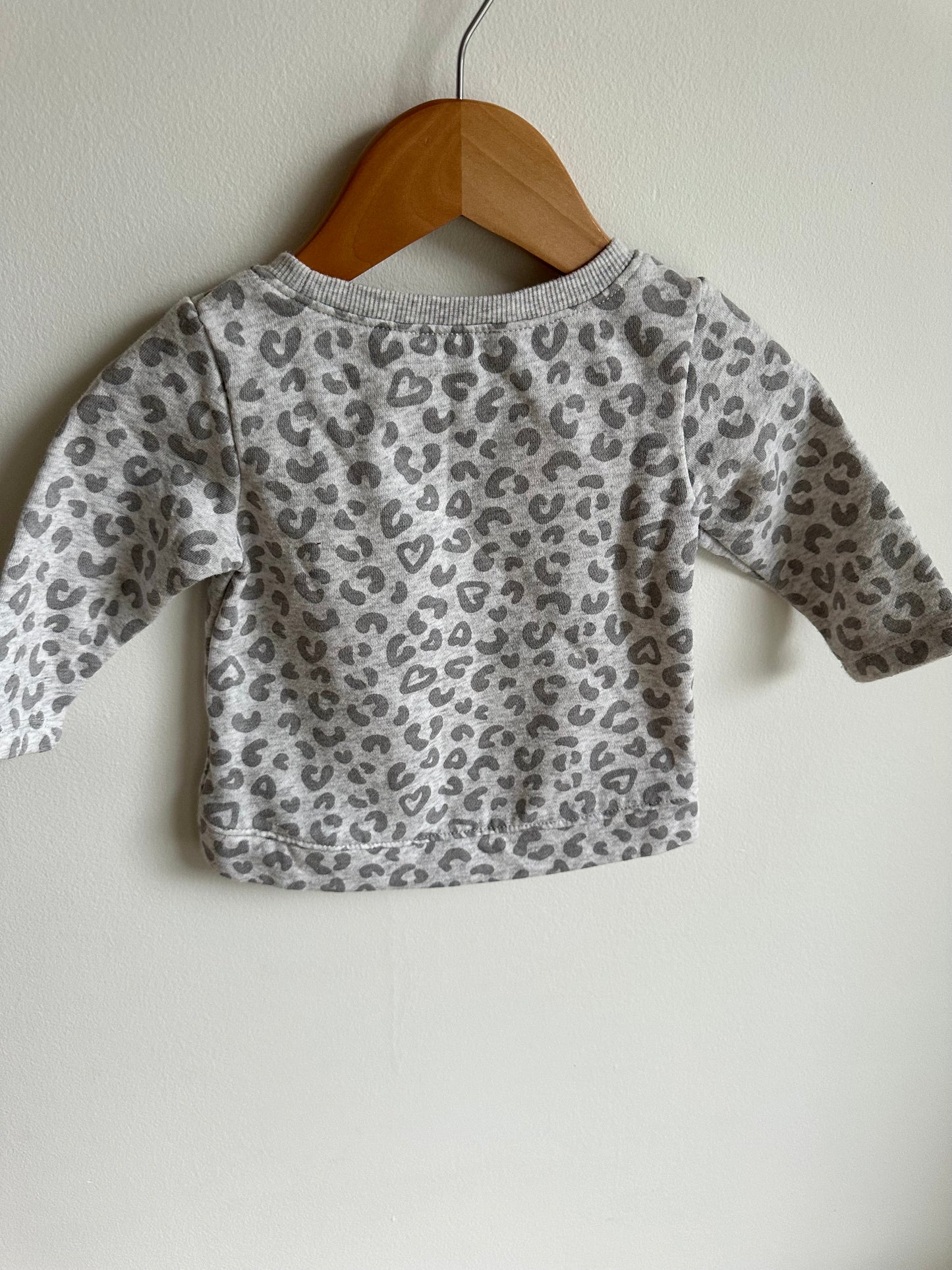 Animal Print + Fuzzy Heart Sweater / 6-12m