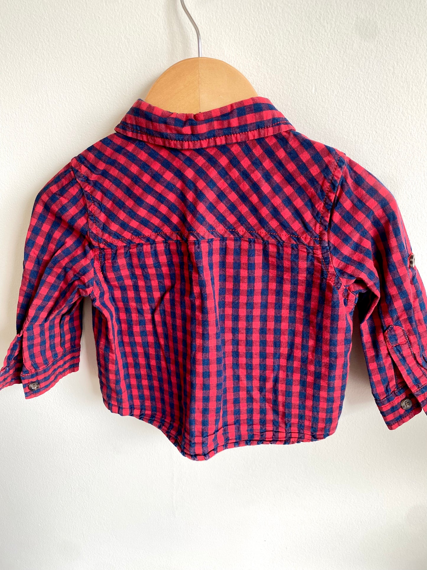 Button Up Checkered Plaid / 12-18m