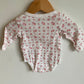 White with Pink Flowers Bodysuit / 3-6m