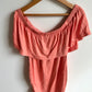 Rayon Coral Ruffle Top / Small