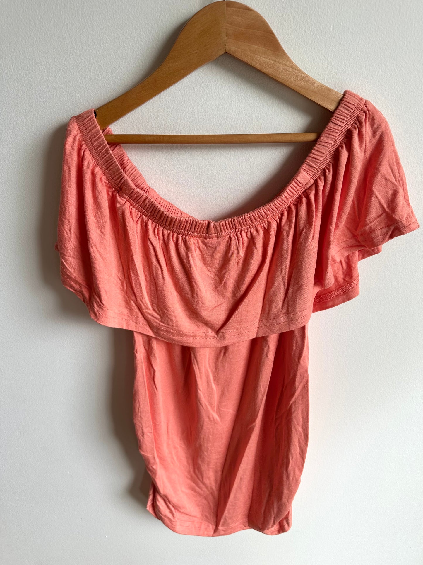 Rayon Coral Ruffle Top / Small