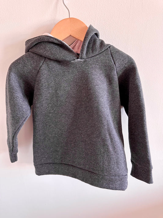 Soft Grey Pullover Hoodie with Pink Velour Hood / 3-4T