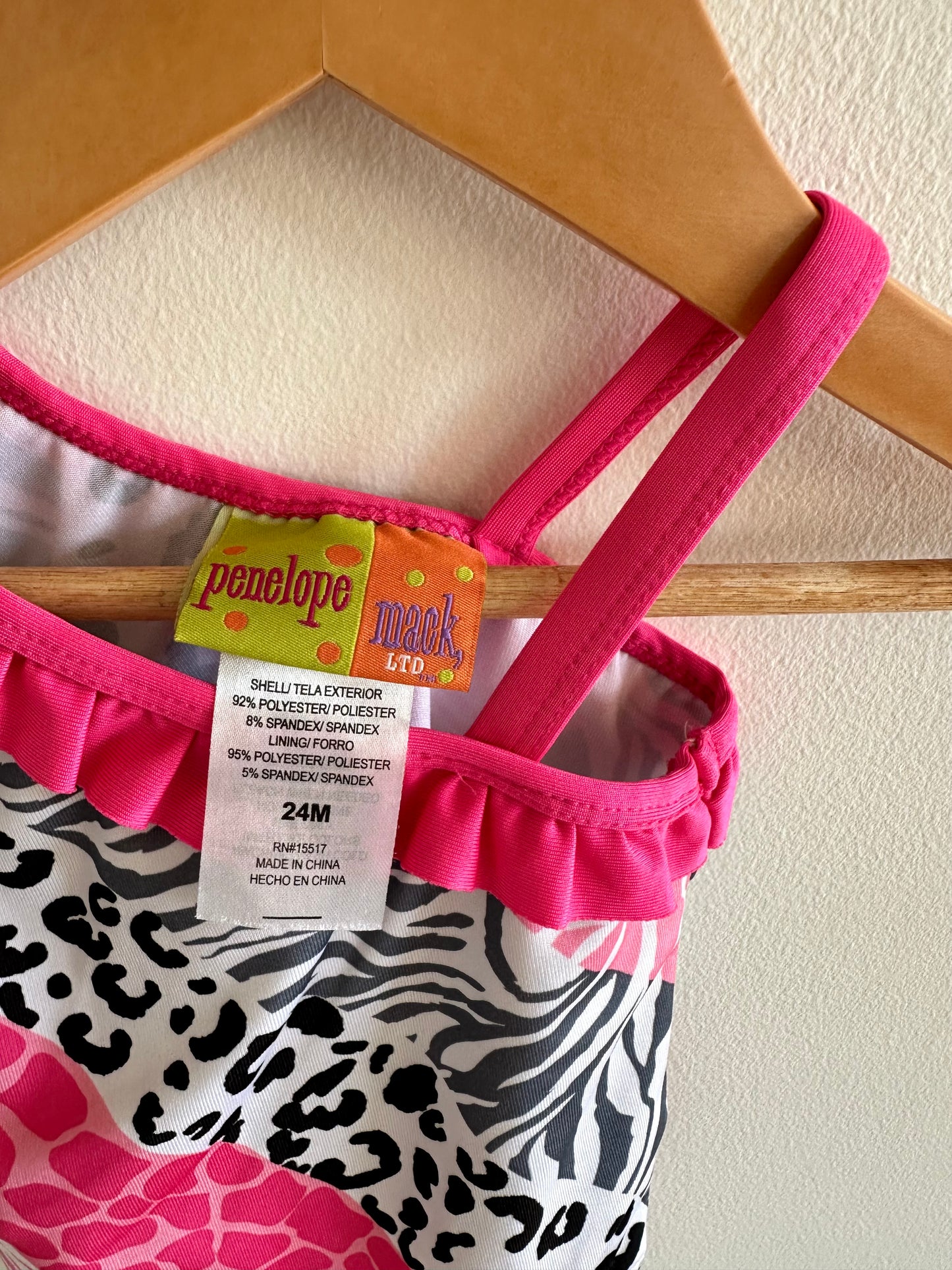 Pink Animal Print Swimsuit / 24m