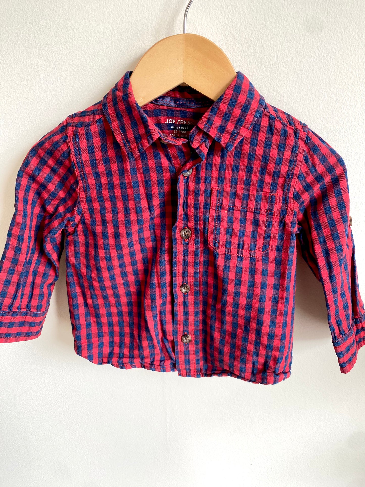 Button Up Checkered Plaid / 12-18m