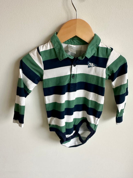 Green, Navy, White Collared Bodysuit/ 9-12m