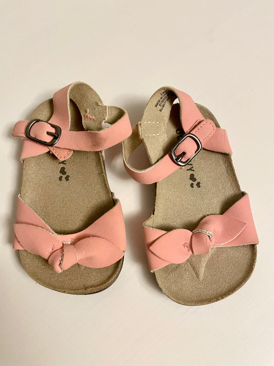 Pink Knotted Bow Sandals / 3-6m