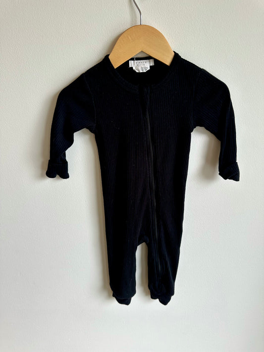 Organic Black Ribbed Sleeper / 9m