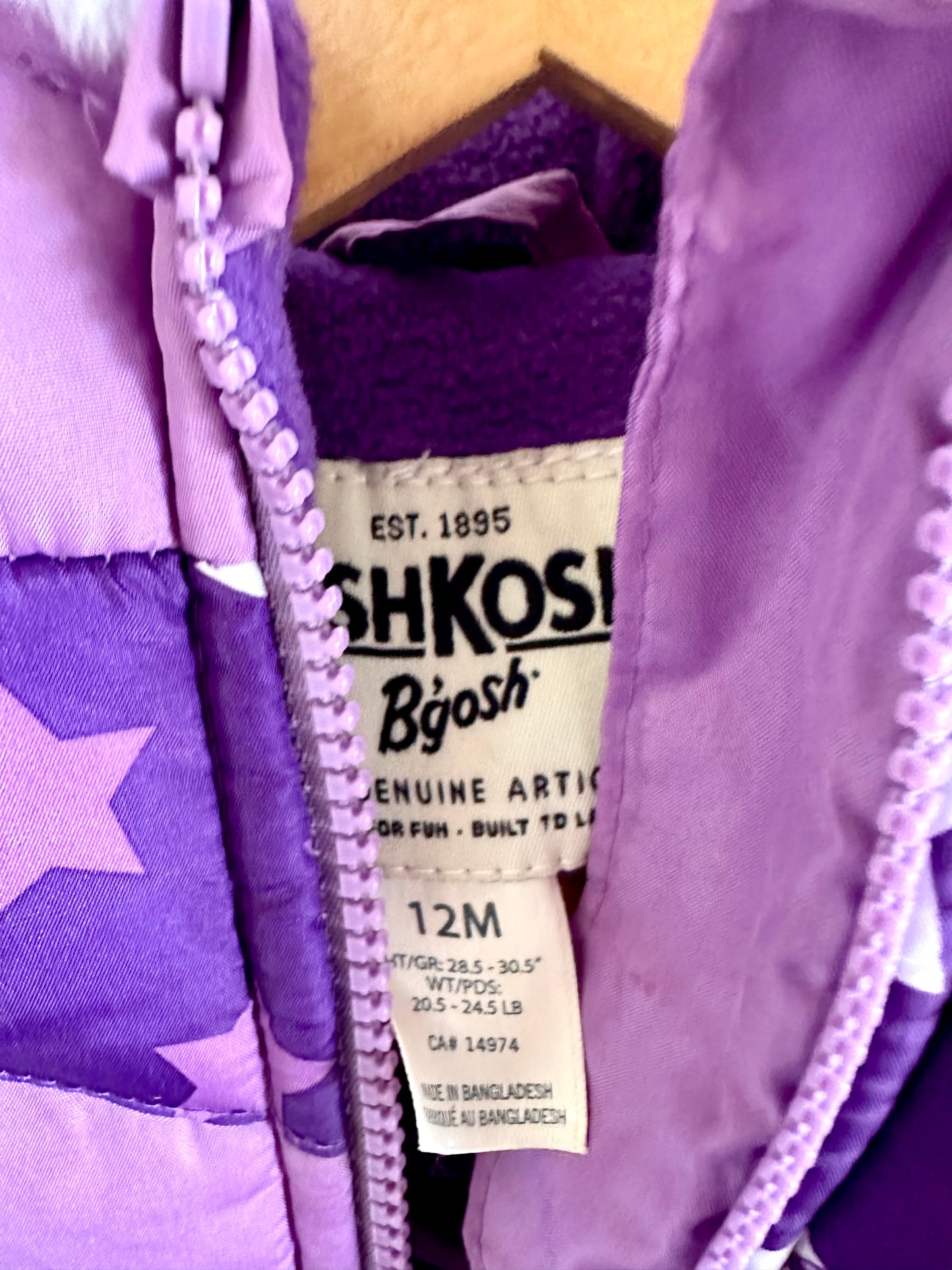 OshKosh Snow Suit Jacket + Suspender Bottoms / 12m