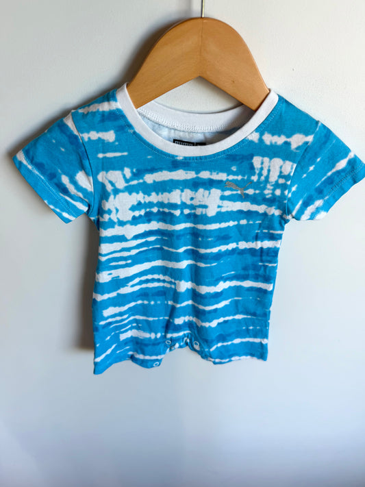 Blue + White Puma Romper / 12m