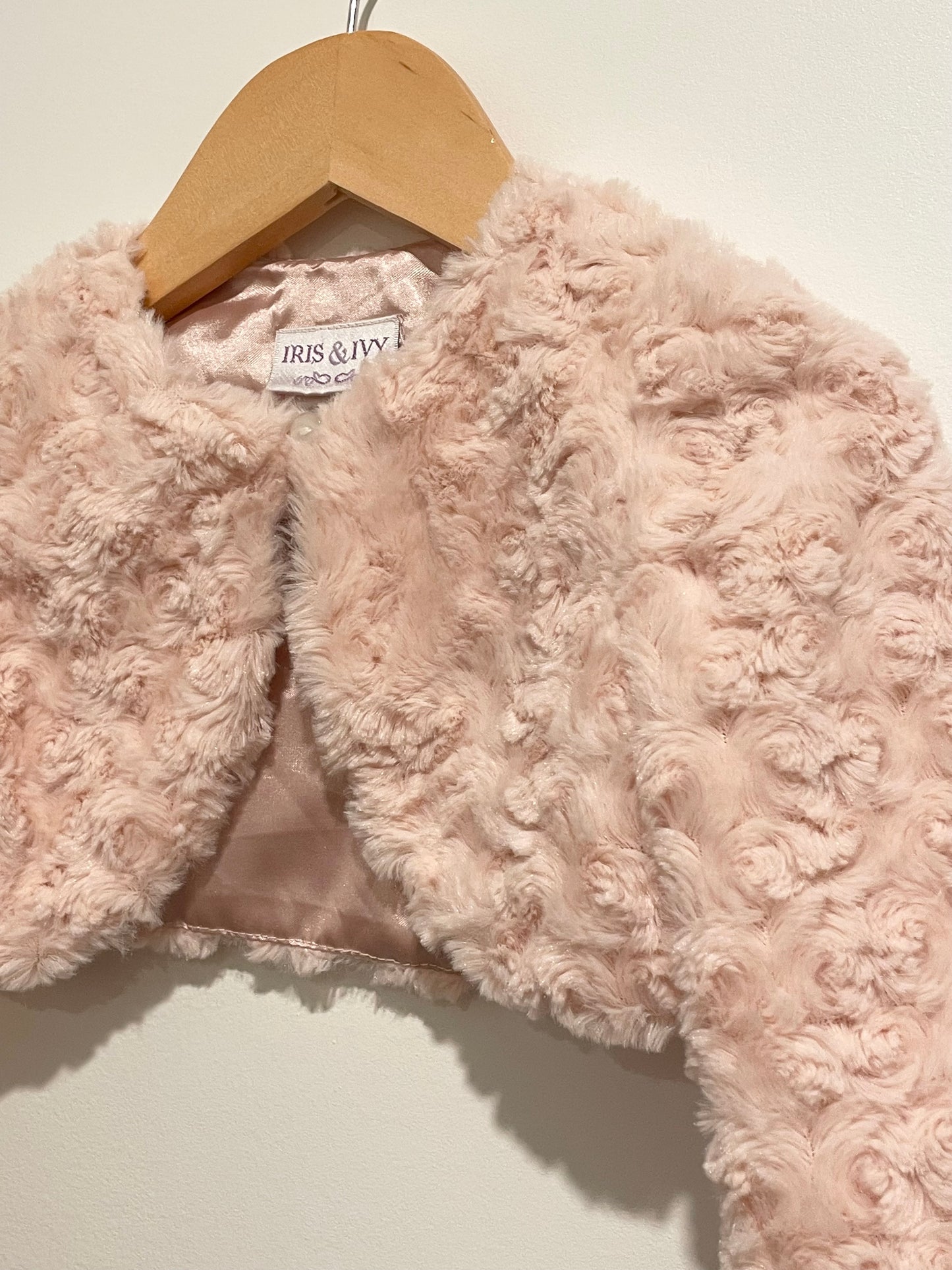 Rose Faux Fur Cropped Cardigan  / 2T