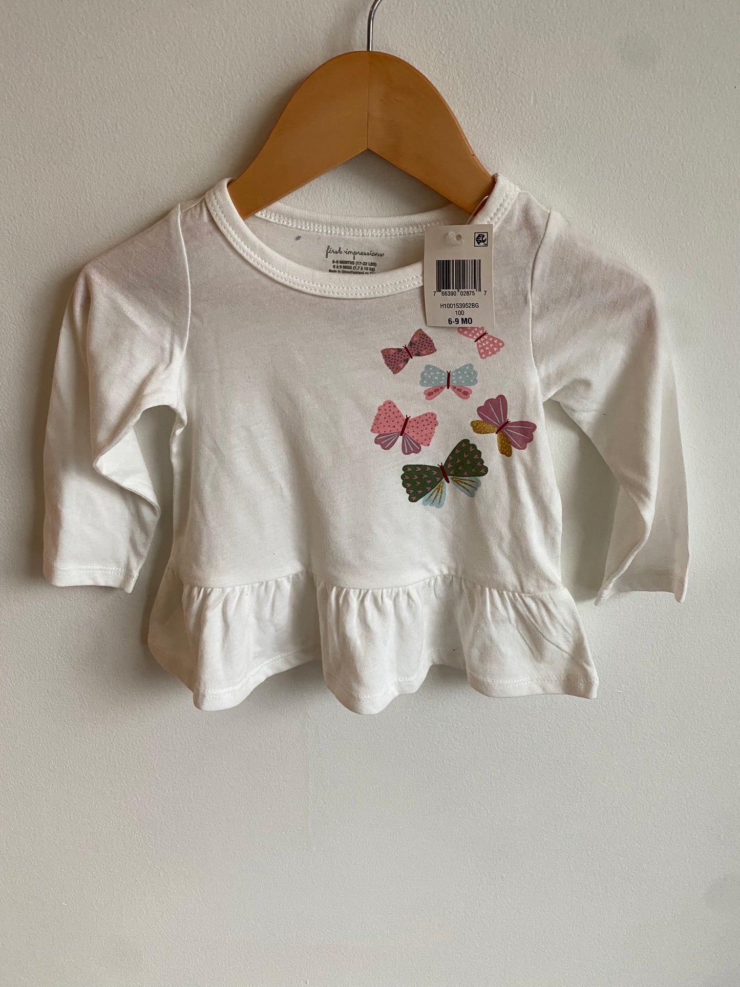 Butterfly White Shirt / 6-12m