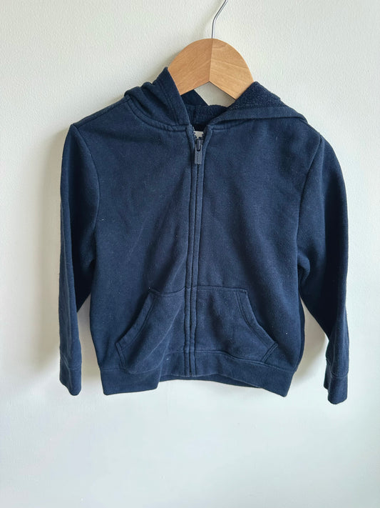 Navy Zip Up Hoodie with Dino Spikes / 4T