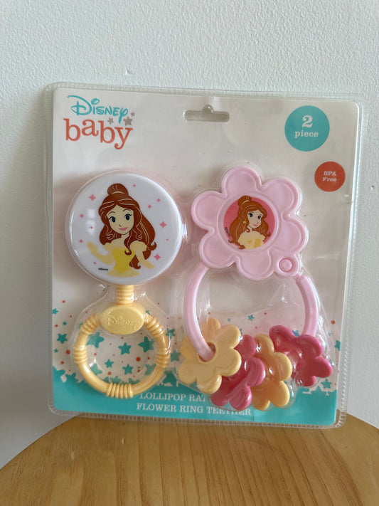 Two Piece Disney Belle Rattle and Teether Set (In Package)