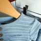 CK Dusty Blue Striped Long Sleeve + Pants Set / 6-9m