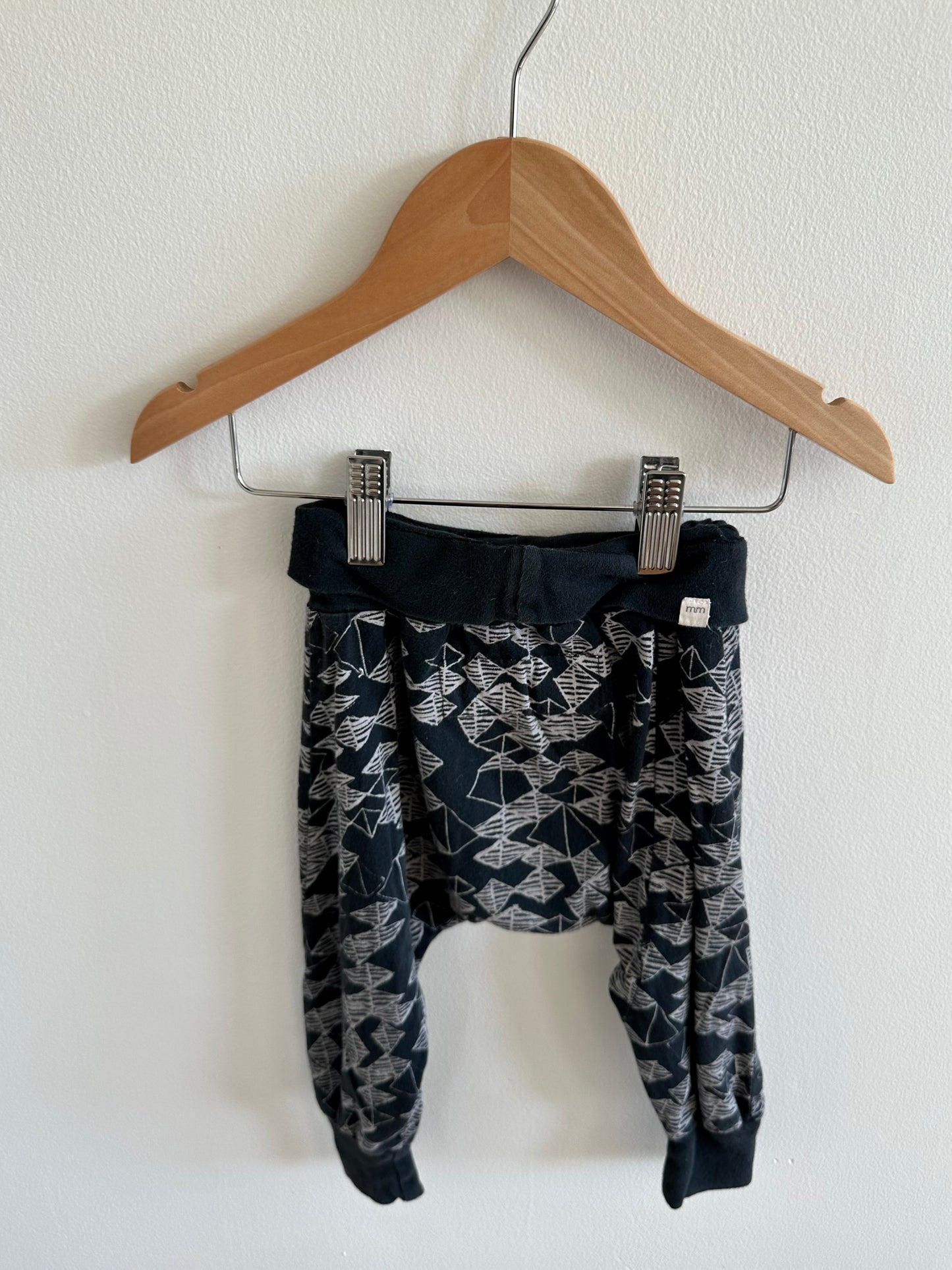 Mini Mioche Black + Grey Design Harem Pants / 12-18m