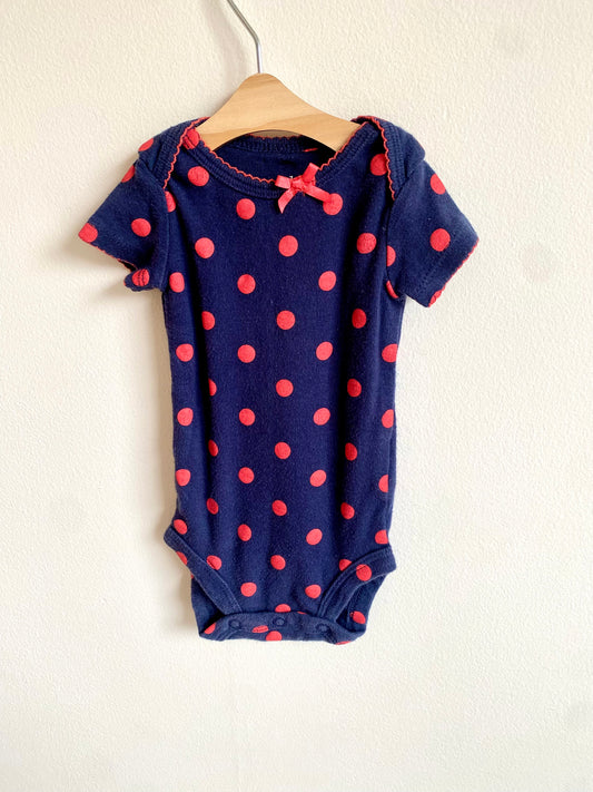 Blue with Red Polka Dot Bodysuit / 0m