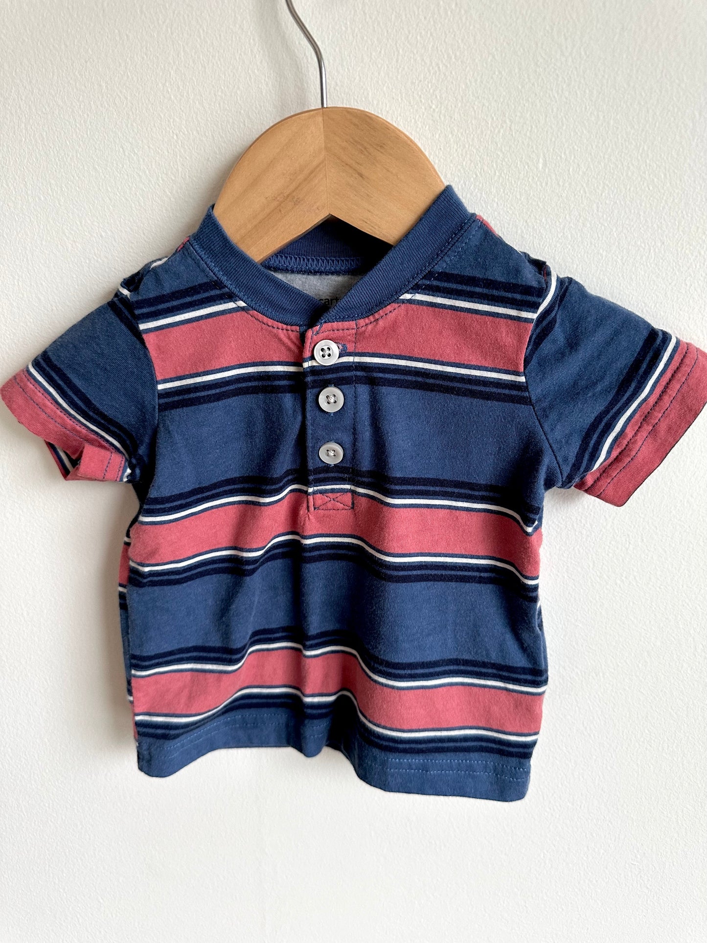 Navy and Red T-Shirt with Buttons / 6m