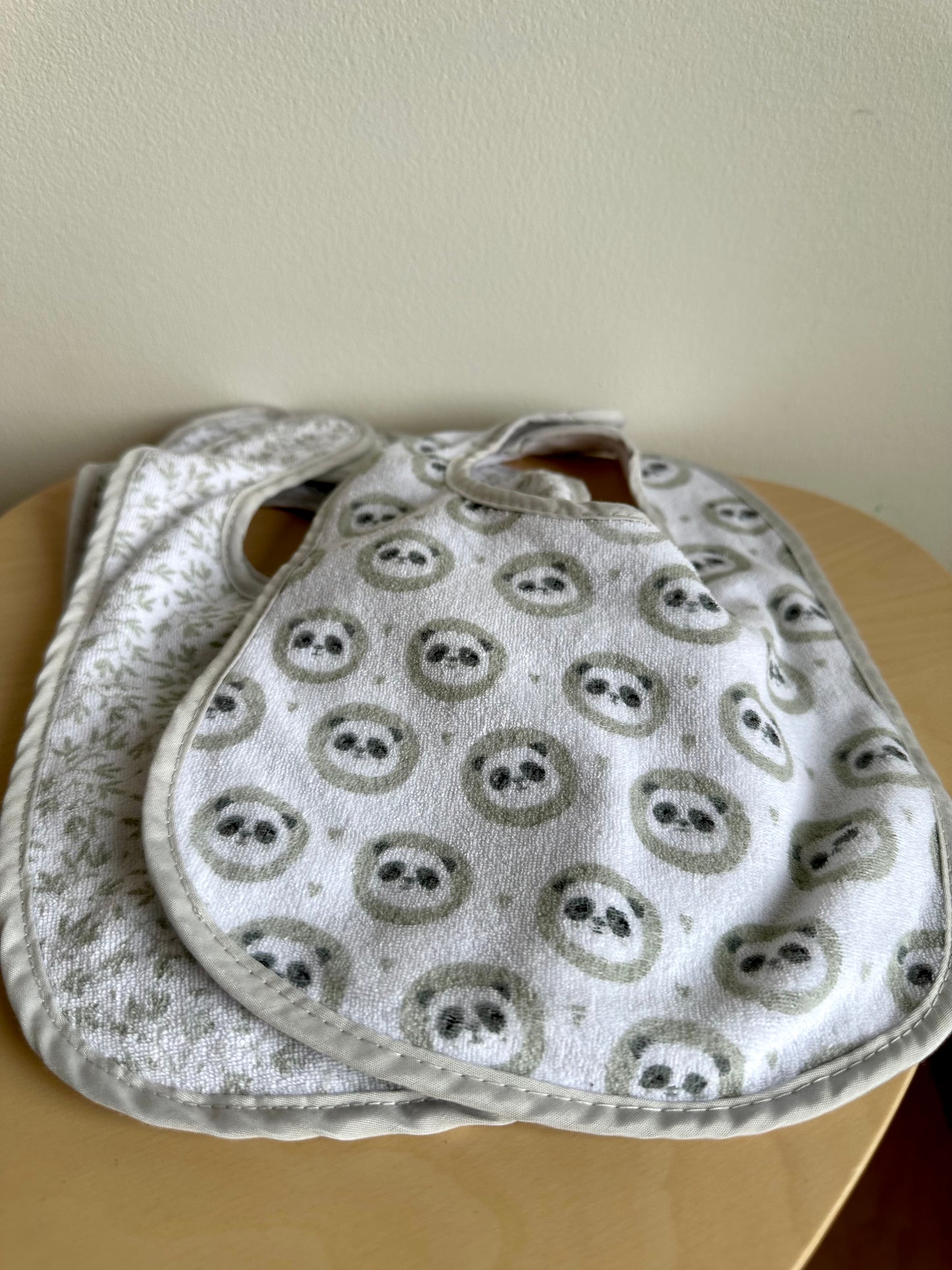 Three Grey Trim Bibs / 0-12m