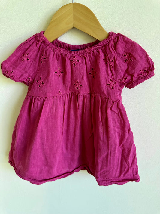 Fuchsia Eyelet Dress / 6-12m