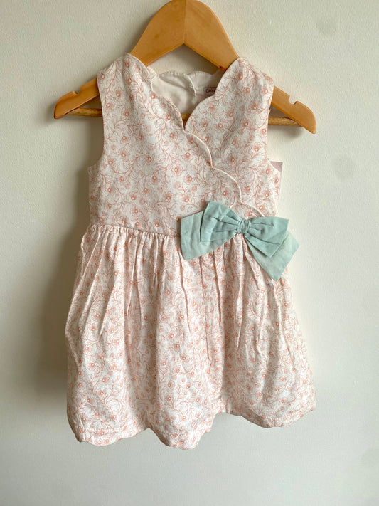 Pink Floral Dress with Bow / 2T