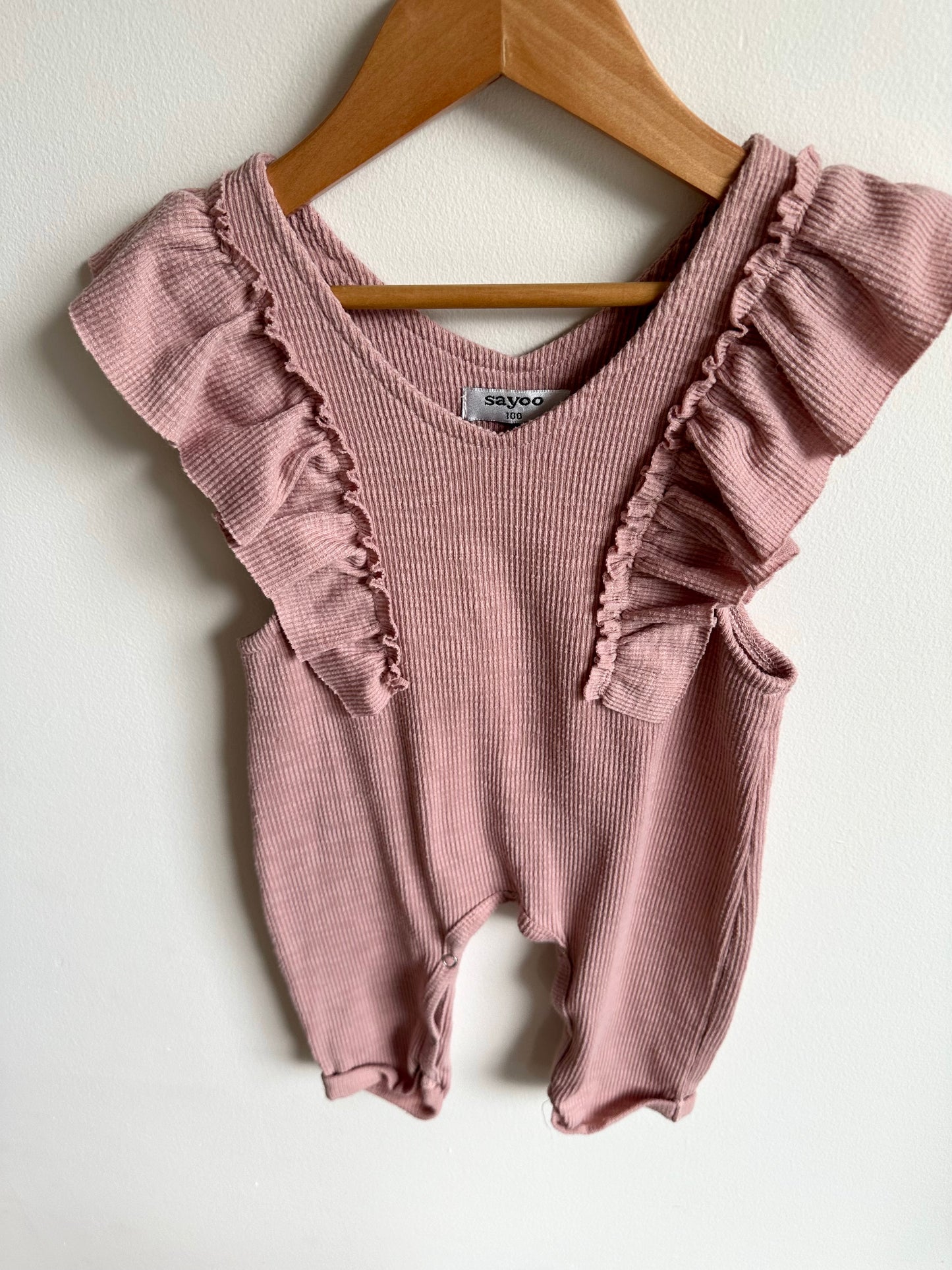 Blush Ruffle Short Romper / 2T-3T