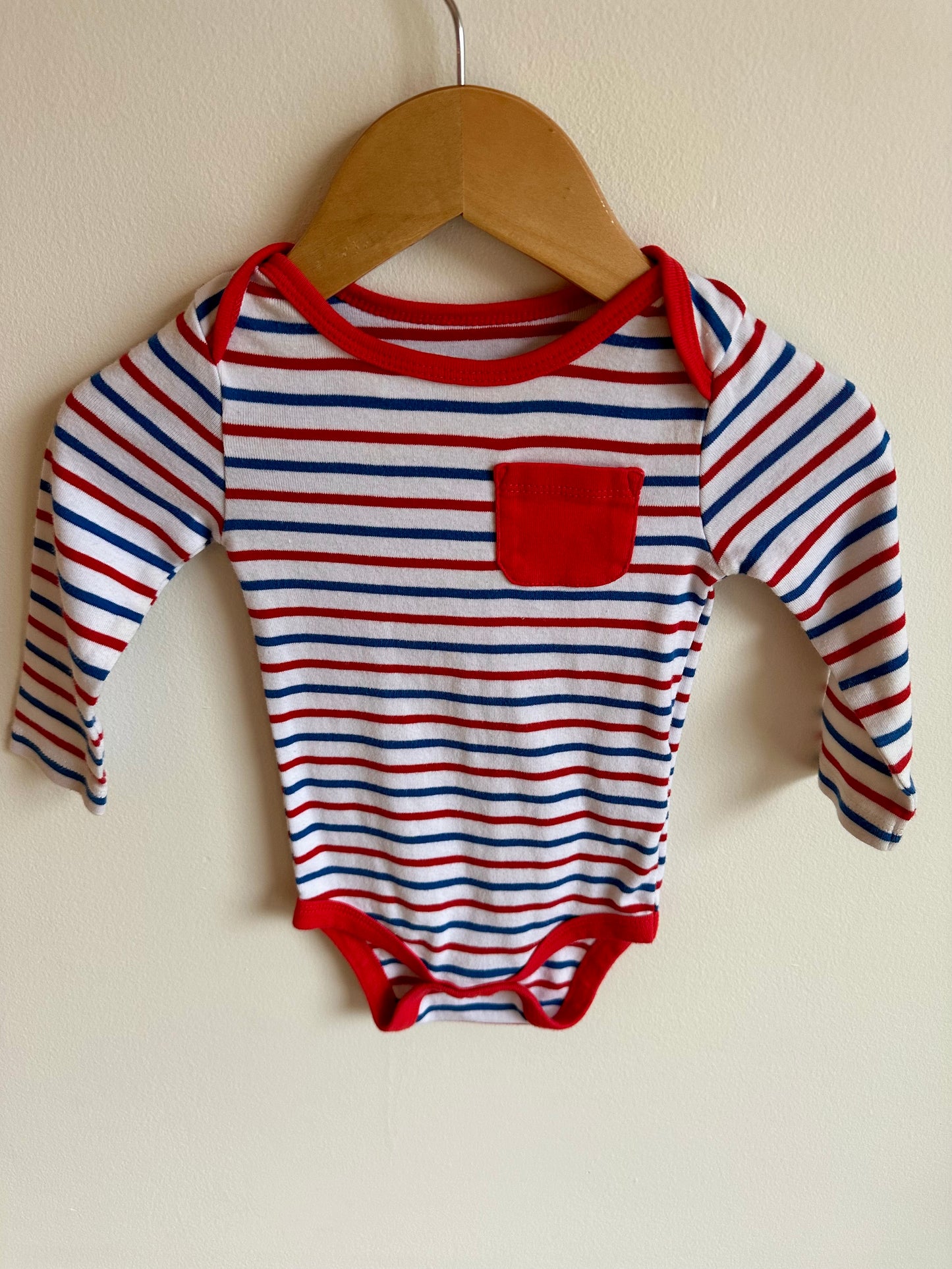 Red + Blue Striped Bodysuit / 6-12m