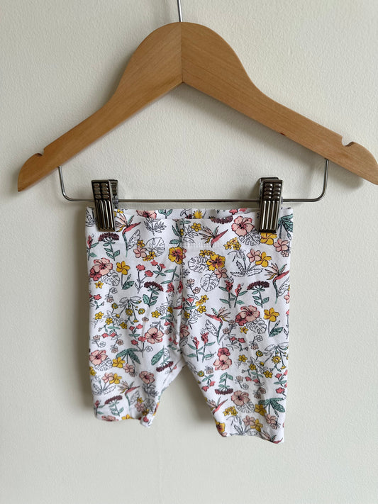 White Floral Leggings / 3-6m