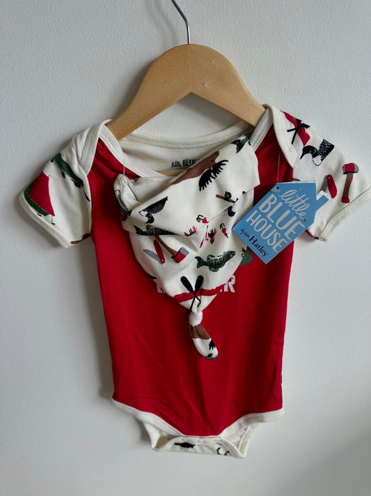 Happy Camper Bodysuit + Toque Set (With Tags) / 18-24m