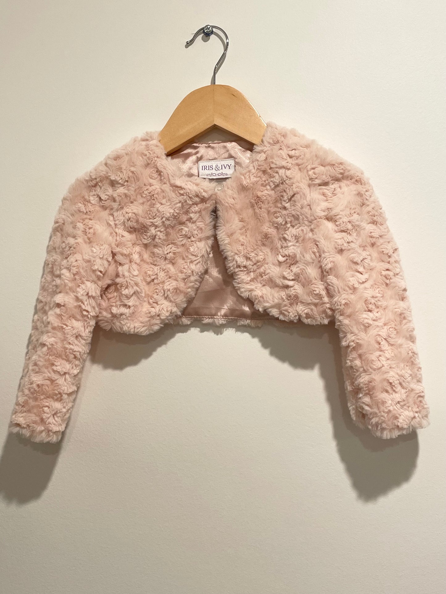 Rose Faux Fur Cropped Cardigan  / 2T