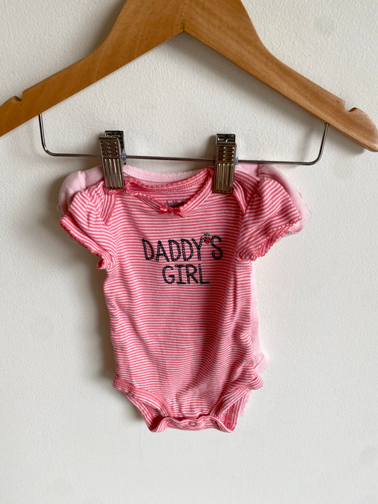 Set of Two Pink Short Sleeve Bodysuits (Daddy's Girl + Smile) / 0m