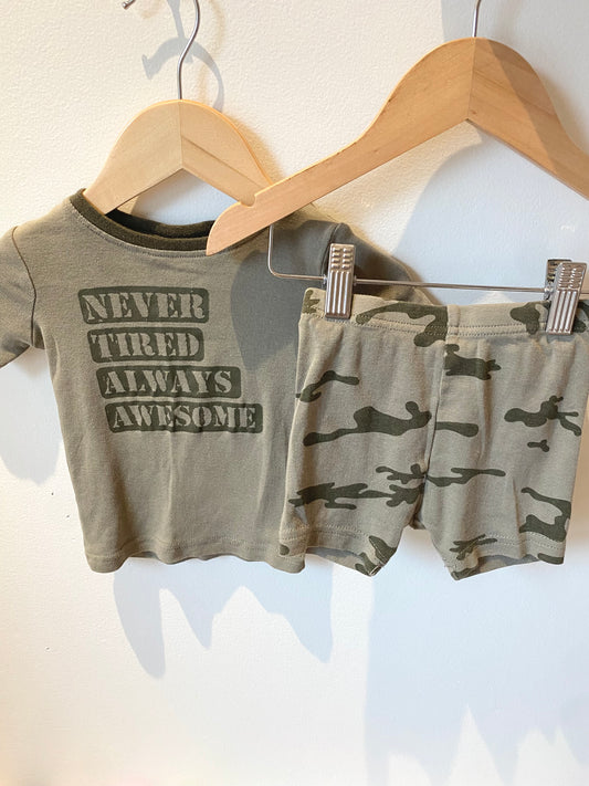 Never Tired Always Awesome Shirt & Shorts Set / 6-12m