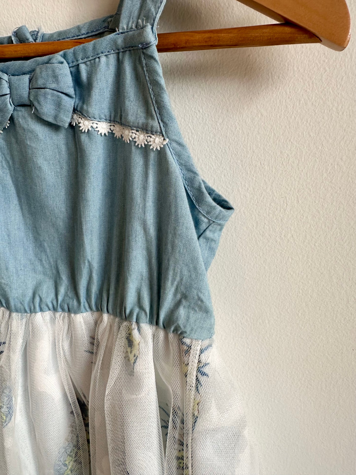 Chambray Pineapple Tulle Dress / 2T