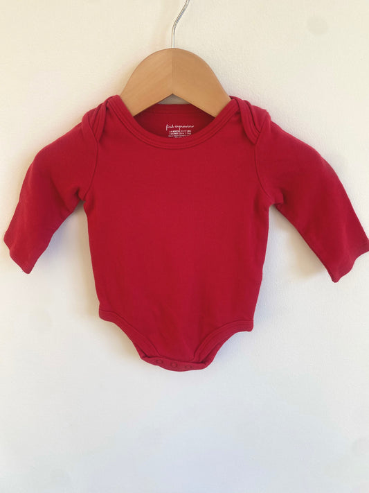 Red Long Sleeve Bodysuit / 3-6m