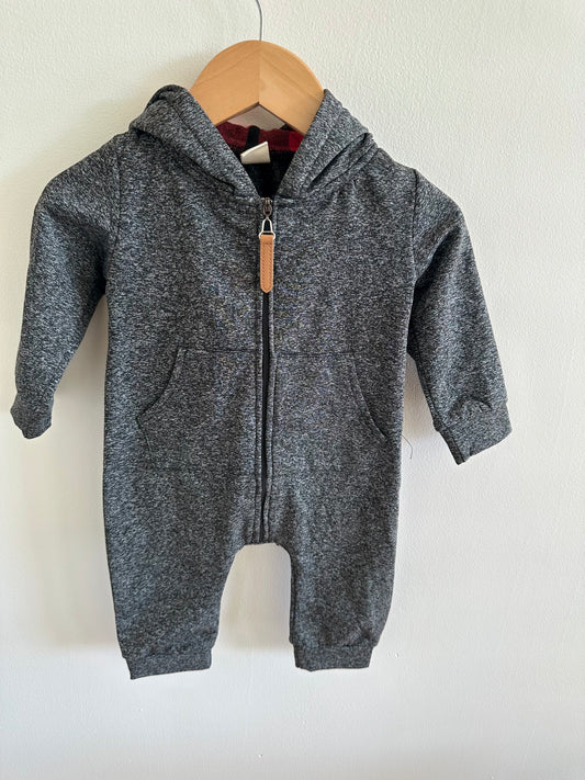 Grey Hooded Zip Jumpsuit / 6m