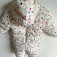 Polka Dot Bunting Suit with Hood and Fold Over Mittens / 3-6m