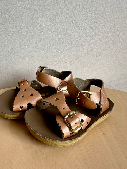 Genuine Leather Rose Gold Salt Water Sandals  / Size 5 Toddler