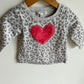 Animal Print + Fuzzy Heart Sweater / 6-12m