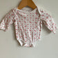 White with Pink Flowers Bodysuit / 3-6m