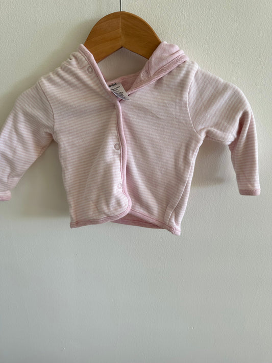 Pink Striped Hoodie / 0-3m