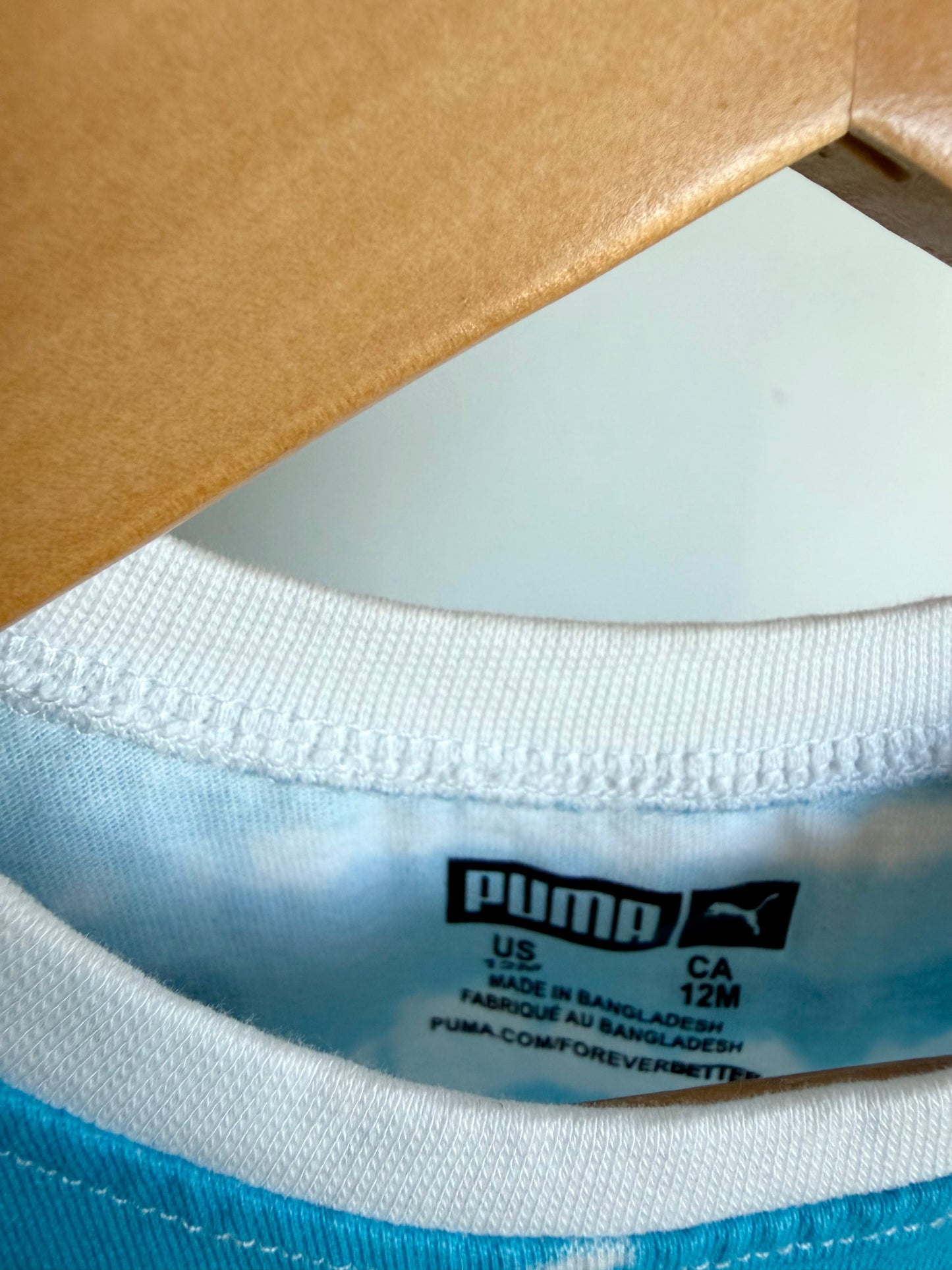 Blue + White Puma Romper / 12m