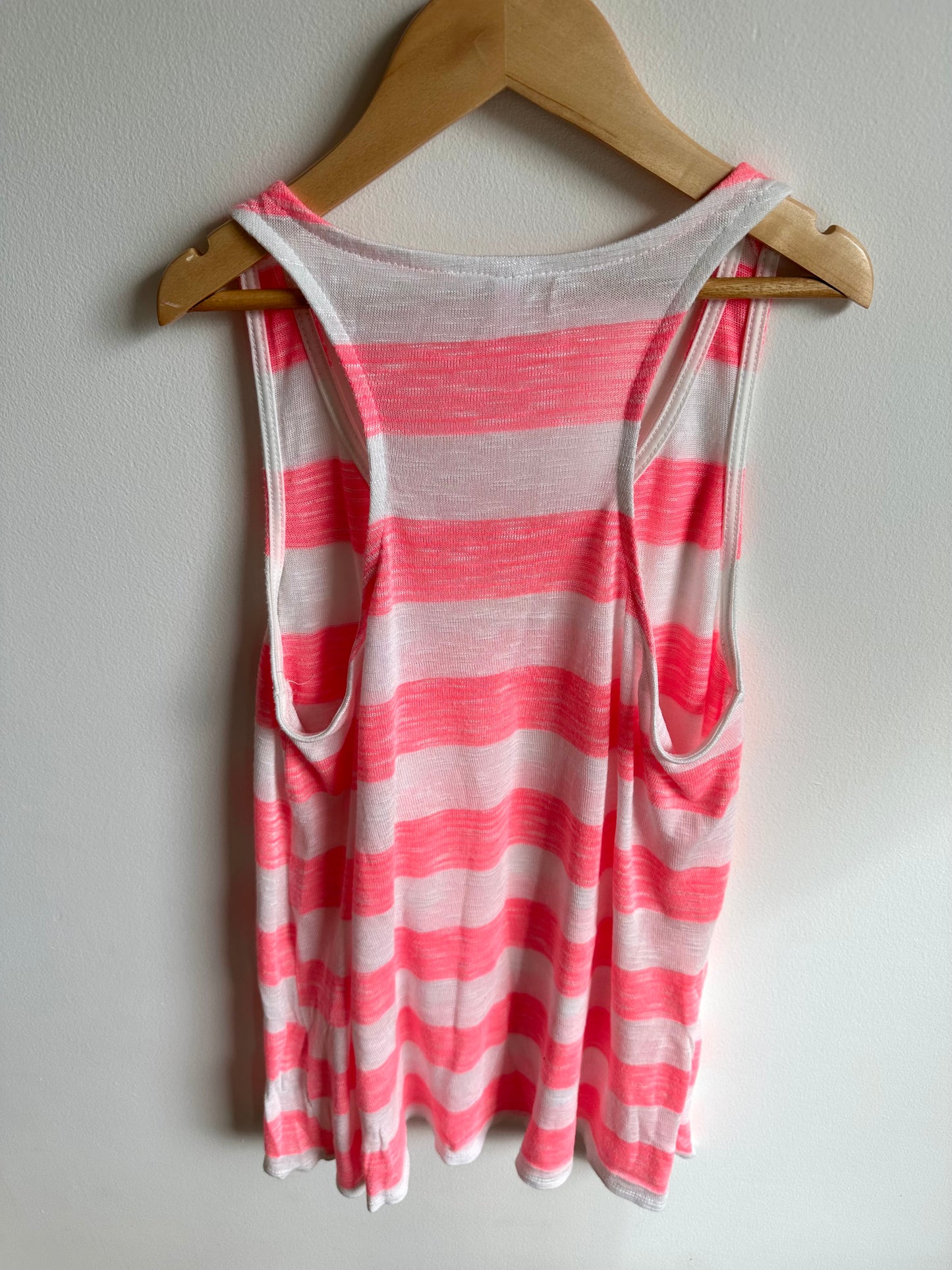 Pink Striped Lace Pocket Tank / Small