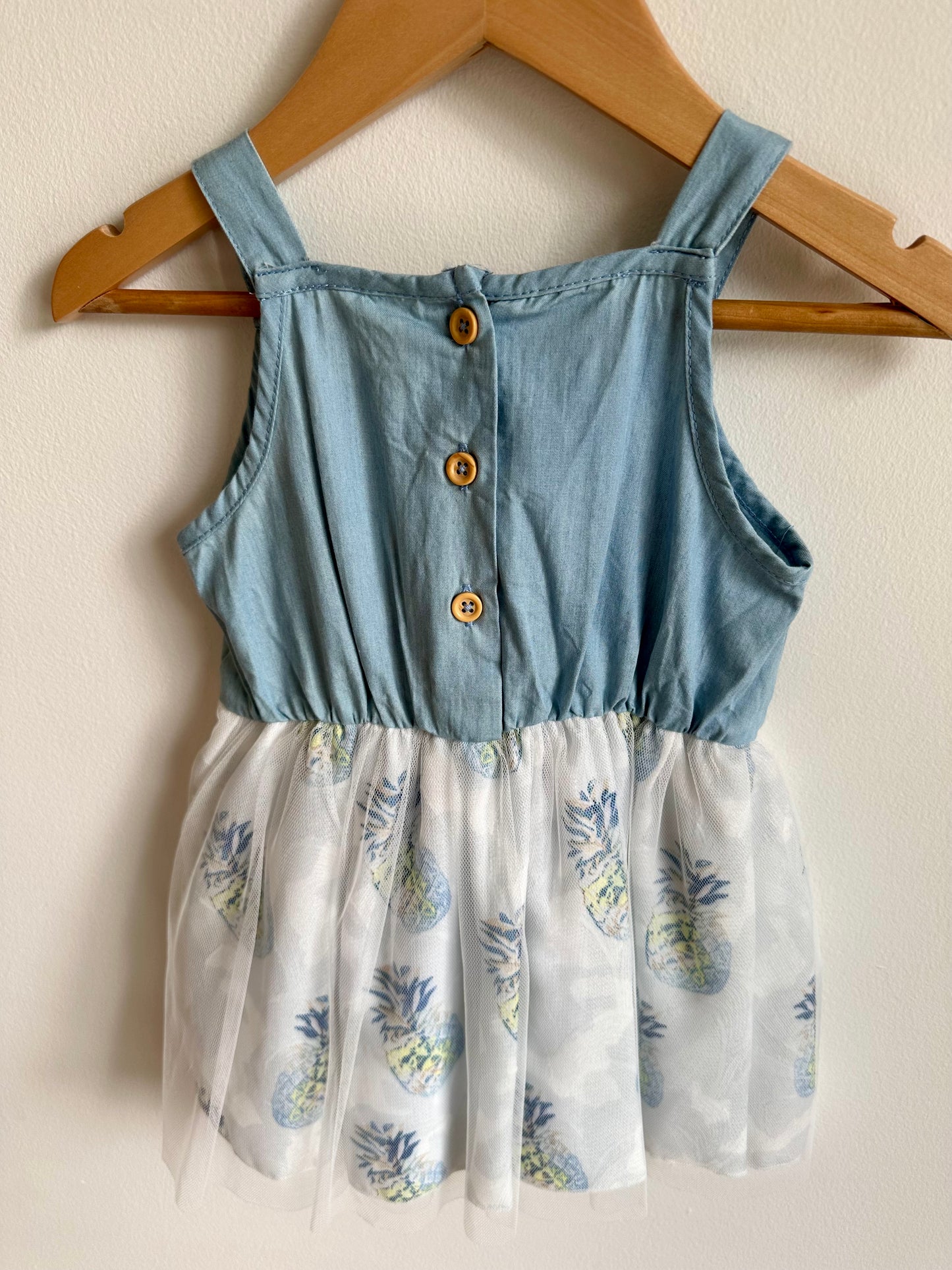 Chambray Pineapple Tulle Dress / 2T