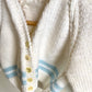 White Knitted Sweater with Blue Stripe / 9-12m