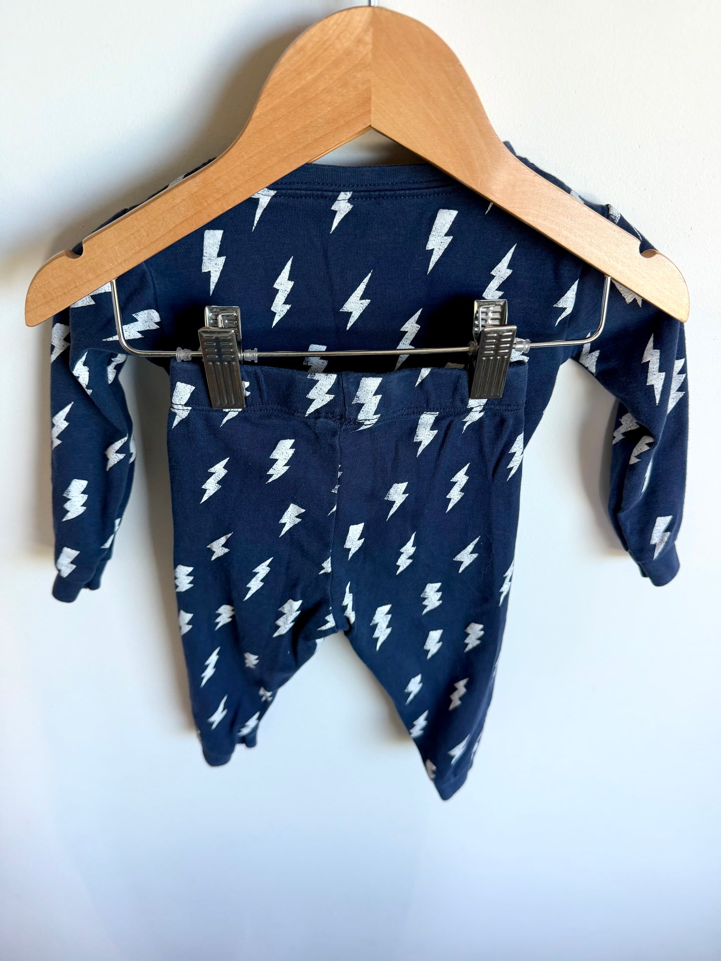 100% Cotton Navy Lightening PJ Set / 6-9m