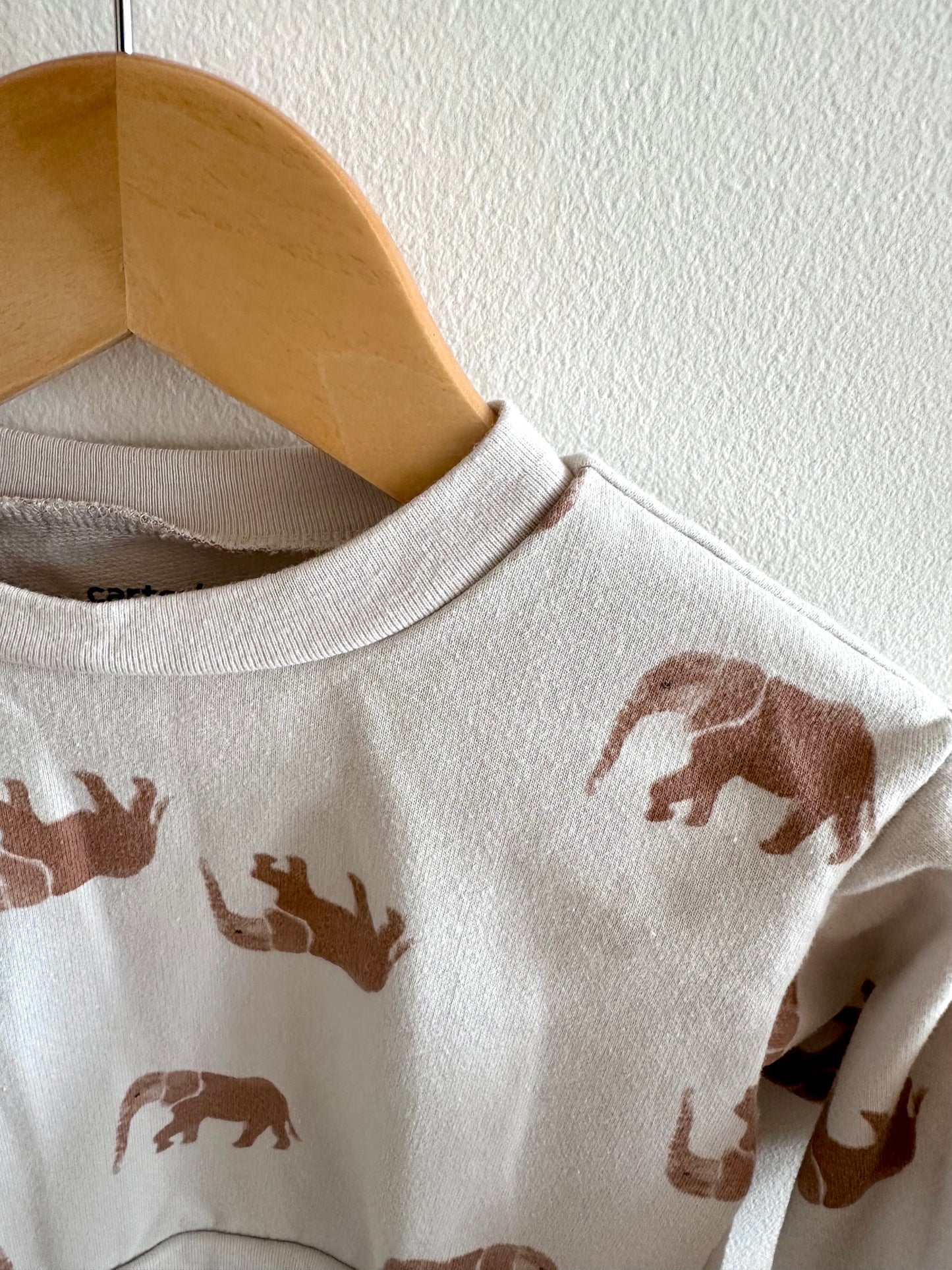 Cream Elephant Crewneck / 12-18m