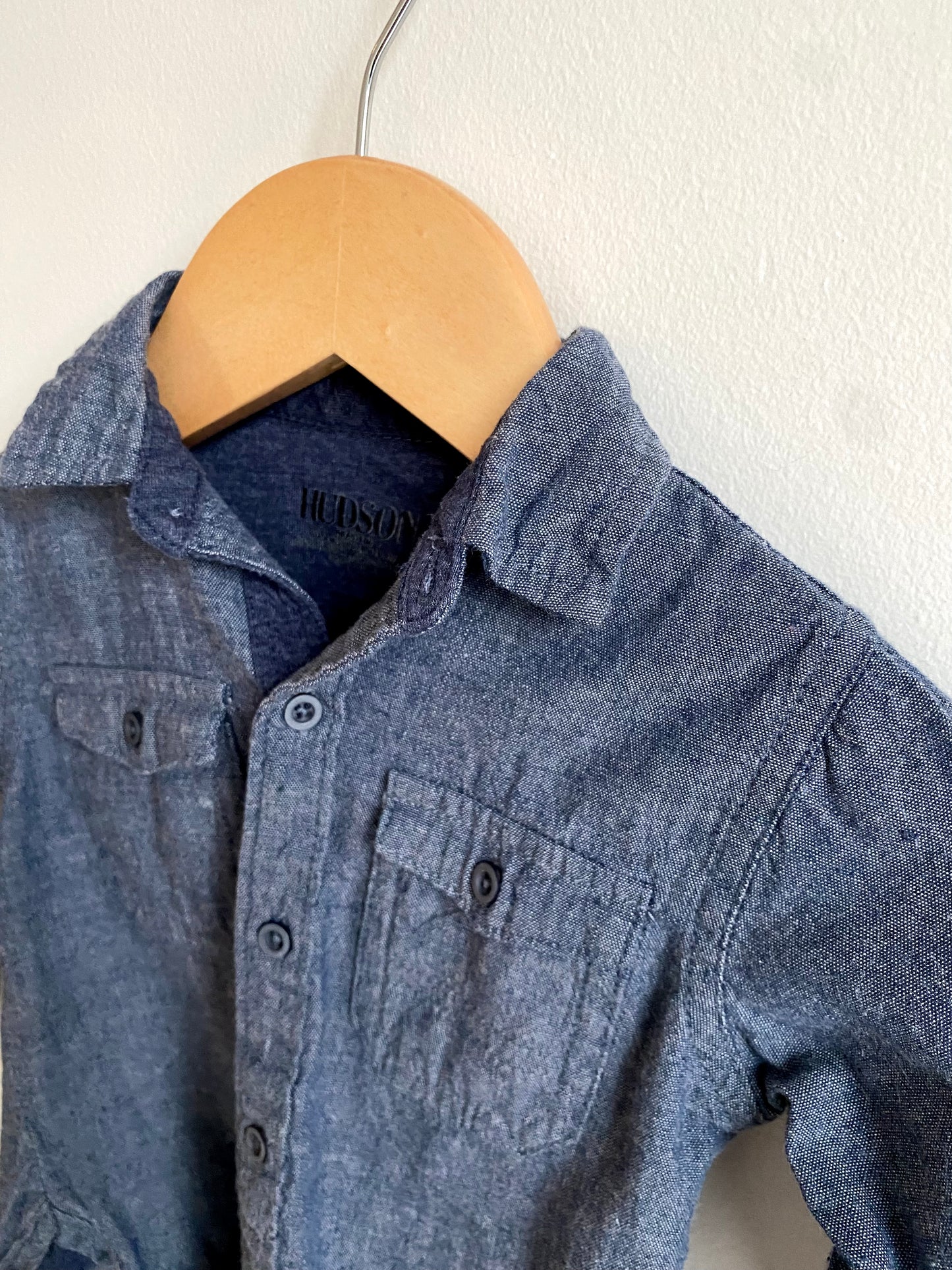 Blue Button Up Long Sleeve Shirt / 12m